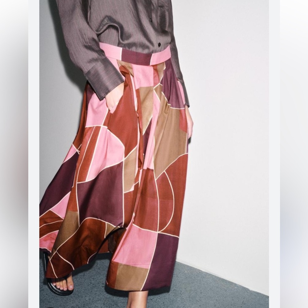Zara NWT printed midi skirt ZW Collection 2183/048 - Picture 1 of 8